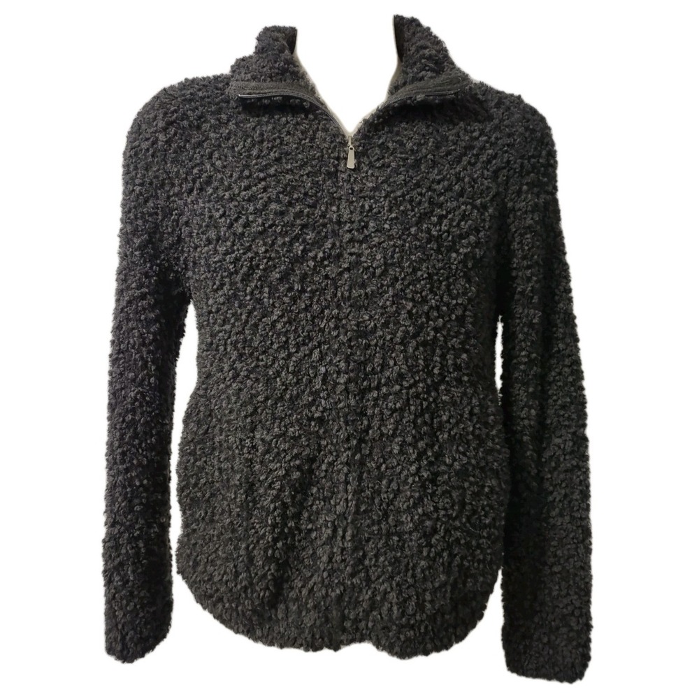 Lulu-B Sherpa Pullover M Womens Gorp Core Charcoal Gray Quarter Zip‎ Cozy Core